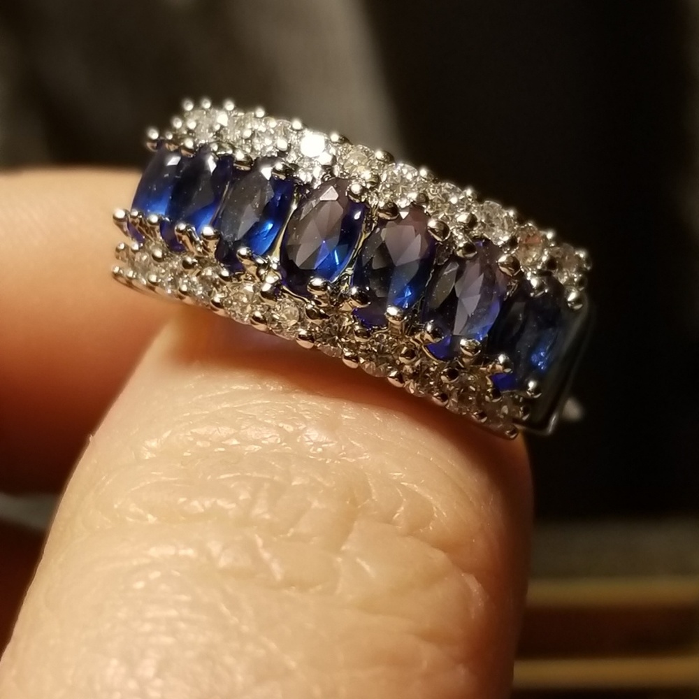 Sterling Silver Blue Saphirre Channel Ring Size 6 - Picture 7 of 8